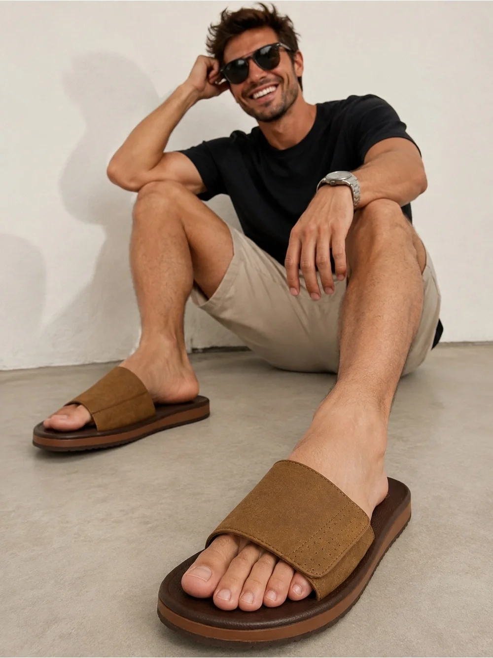 George Men’s Sandals Size 11 Brown Comfort Slip On Casual NWT